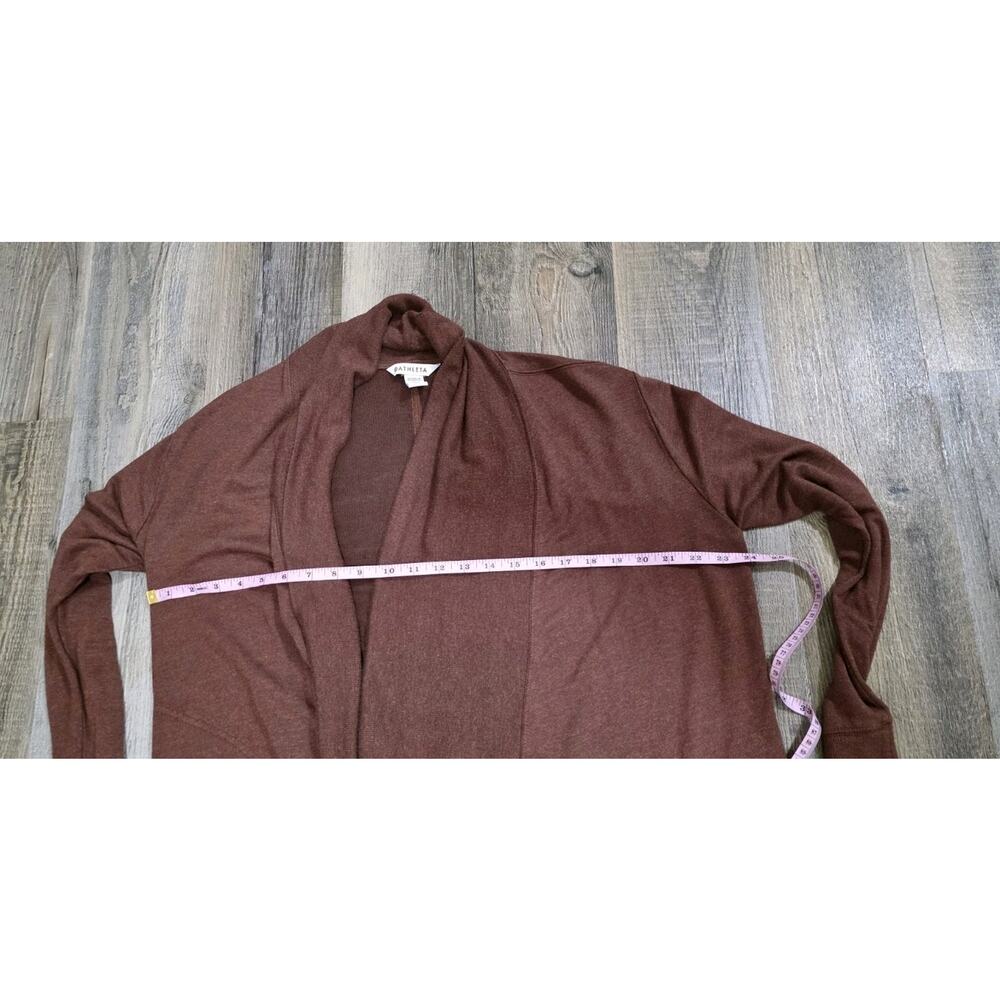 ATHLETA Pranayama Restore Wrap Cardigan Warm Brown Size Medium Athleisure Drape - Picture 10 of 10